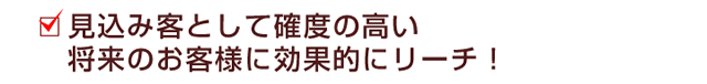 見込み客として確度の高い将来のお客様に効果的にリーチ！